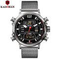 KADEMAN 9071 Creative LED Digital Watch Dual Display Fashion Sport Watches Quartz Male Clock Stainless Steel Relogio Masculino